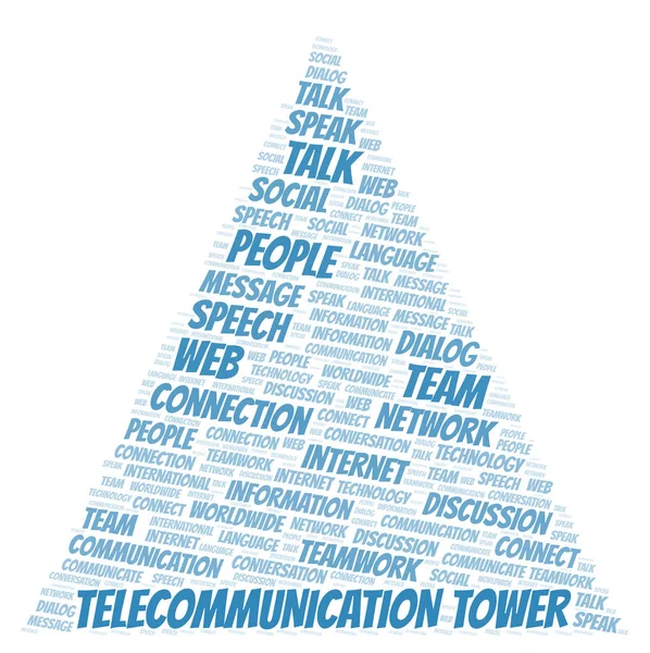 Telekomunikační Věž Slovo Mrak Wordcloud Pouze Text — Stock fotografie