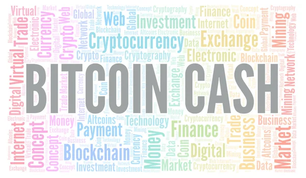 Bitcoin Készpénz Cryptocurrency Érme Szó Felhő Gyártott Val Csak Szöveg — Stock Fotó