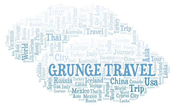 Grunge Reizen Word Cloud Wordcloud Gemaakt Met Alleen Tekst — Stockfoto
