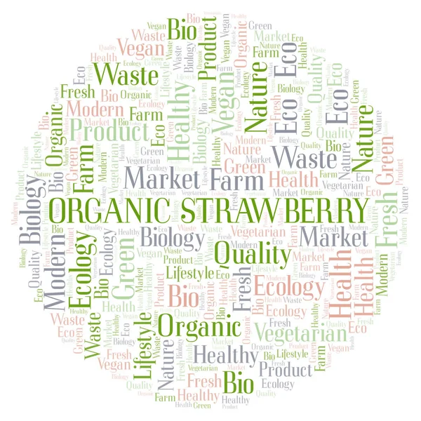 Orgânico Strawberry Nuvem Palavra Wordcloud Feita Apenas Com Texto — Fotografia de Stock