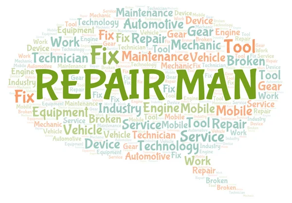 Nuvem Palavras Homem Reparador Wordcloud Feito Apenas Com Texto — Fotografia de Stock