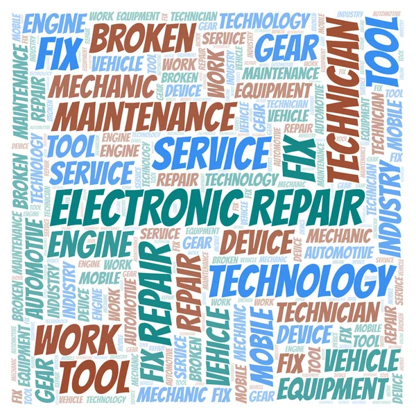 Reparación Electrónica Palabra Nube Wordcloud Hecho Solo Con Texto — Foto de Stock