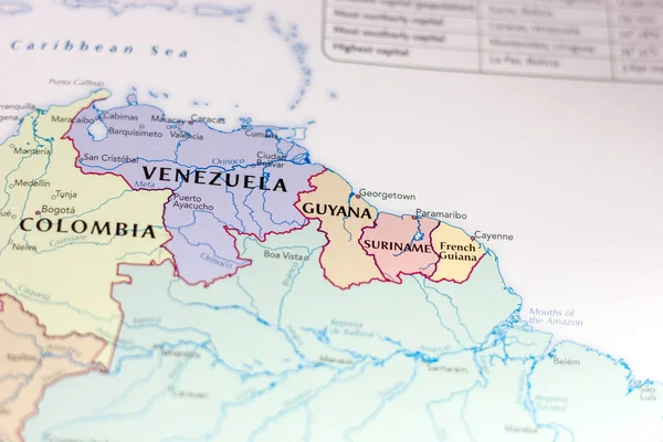 Ivanovsk Rusia Noviembre 2018 Guyana Mapa Del Mundo — Foto de Stock