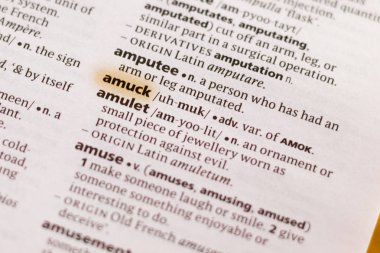 Sözcük veya tümceciğin Amuck marker ile vurgulanan bir sözlük.