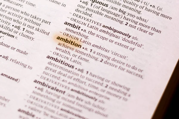 Λέξη Φράση Φιλοδοξία Ένα Λεξικό Επισημαίνονται Μαρκαδόρο — Φωτογραφία Αρχείου