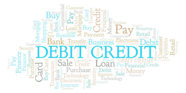Debit Credit word cloud. Wordcloud made with text only.