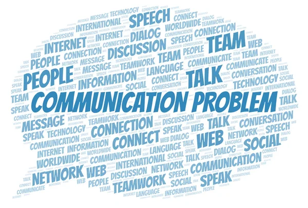 Comunicazione Problema Parola Nube Wordcloud Realizzato Solo Con Testo — Foto Stock