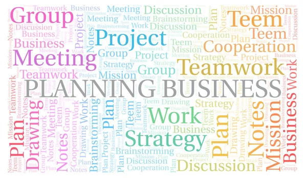 Planejamento Business Word Cloud Wordcloud Feita Apenas Com Texto — Fotografia de Stock