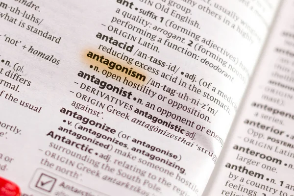 Mot Phrase Antagonisme Dans Dictionnaire Surligné Avec Marqueur — Photo