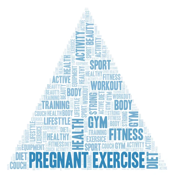 Těhotné Cvičení Slovo Mrak Wordcloud Pouze Text — Stock fotografie