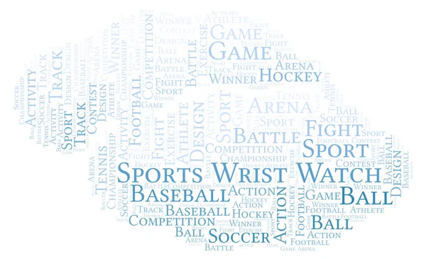 Sports Wrist Watch Word Cloud Made Text Only — Stock Photo, Image