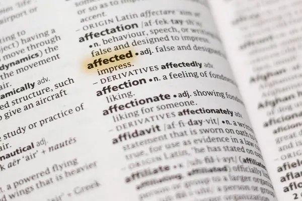 Word Phrase Affected Dictionary Highlighted Marker — Stock Photo, Image