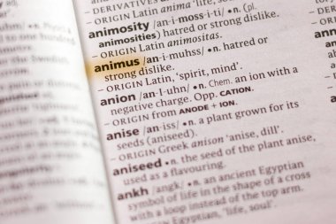 Sözcük veya tümceciğin Animus marker ile vurgulanan bir sözlük.