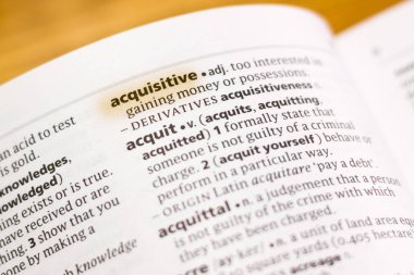 Sözcük veya tümceciğin marker ile vurgulanan bir sözlük Acquisitive.