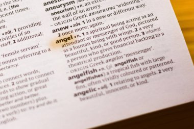 Sözcük veya tümceciğin marker ile vurgulanan bir sözlük melek.