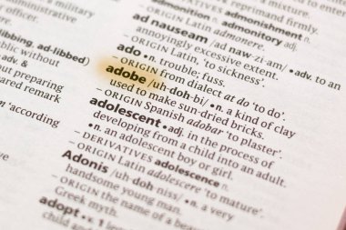 Sözcük veya tümceciğin Adobe marker ile vurgulanan bir sözlük.