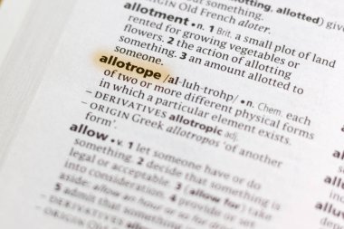 Sözcük veya tümceciğin marker ile vurgulanan bir sözlük Allotrope.