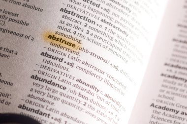 Sözcük veya tümceciğin Abstruse marker ile vurgulanan bir sözlük.