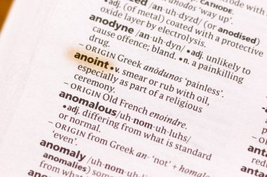 Sözcük veya tümceciğin Anoint marker ile vurgulanan bir sözlük.