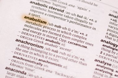 Sözcük veya tümceciğin Anabolizma marker ile vurgulanan bir sözlük.