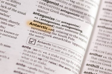 Sözcük veya tümceciğin marker ile vurgulanan bir sözlük Antarktika.