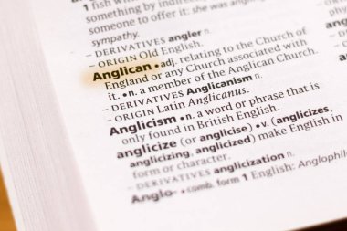 Sözcük veya tümceciğin Anglikan marker ile vurgulanan bir sözlük.