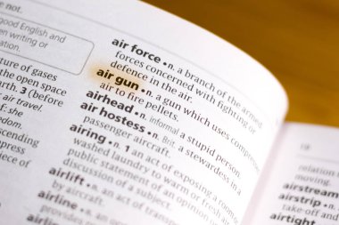 Sözcük veya tümceciğin marker ile vurgulanan bir sözlük hava tabancası.