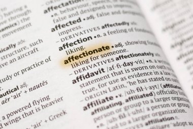 Sözcük veya tümceciğin sevecen marker ile vurgulanan bir sözlük.