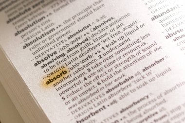 Sözcük veya tümceciğin emdirin marker ile vurgulanan bir sözlük.