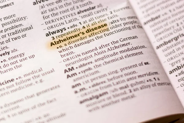 Word Phrase Alzheimer Disease Dictionary Highlighted Marker — стоковое фото