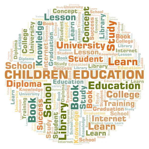 Niños Educación Word Cloud Wordcloud Made Text Only — Foto de Stock