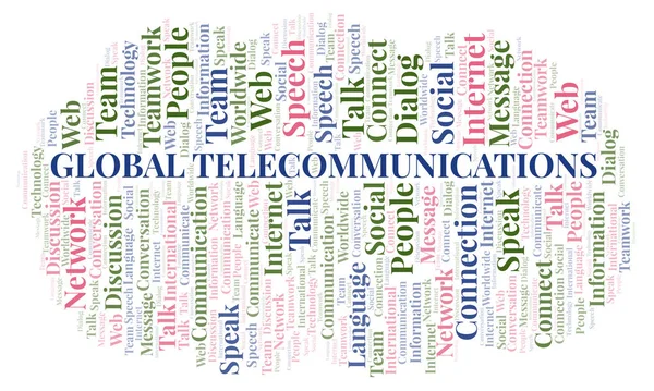 Global Telecommunications Nuvem Palavras Wordcloud Feito Apenas Com Texto — Fotografia de Stock