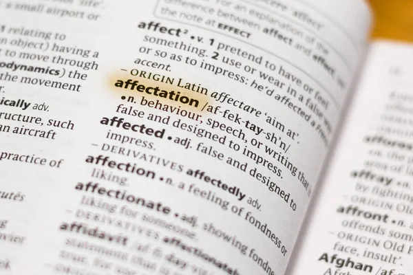 Word Phrase Affectation Dictionary Highlighted Marker — Stock Photo, Image