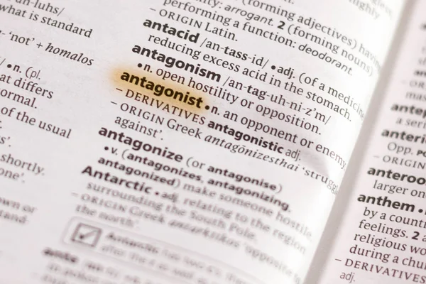 Word Phrase Antagonist Dictionary Highlighted Marker — Stock Photo, Image