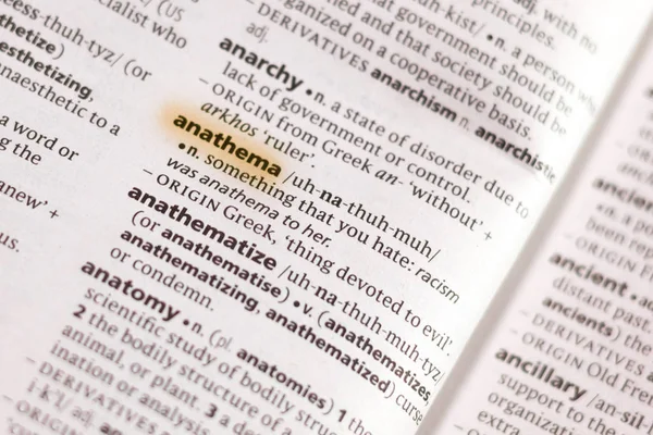 Word Phrase Anathema Dictionary Highlighted Marker — Stock Photo, Image