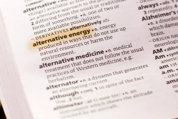 Λέξη Φράση Εναλλακτικές Πηγές Ενέργειας Ένα Λεξικό Επισημαίνονται Μαρκαδόρο — Φωτογραφία Αρχείου