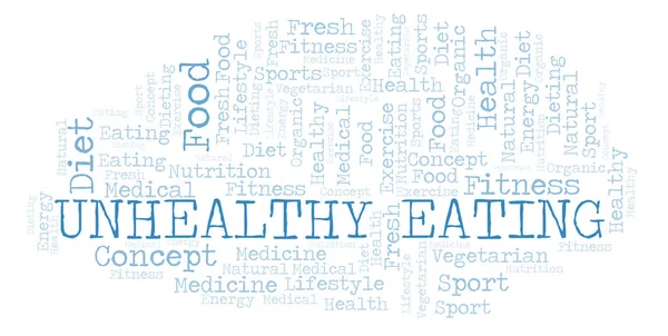 Unhealthy Comer Nuvem Palavras Wordcloud Feito Apenas Com Texto — Fotografia de Stock