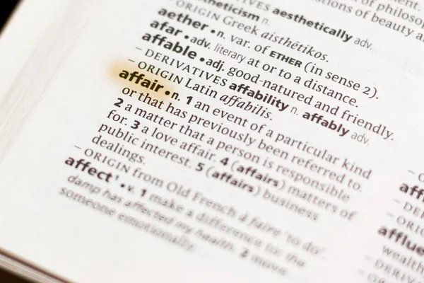 Word Phrase Affair Dictionary Highlighted Marker — Stock Photo, Image