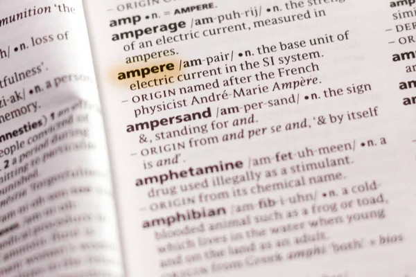 Word Phrase Ampere Dictionary Highlighted Marker — Stock Photo, Image
