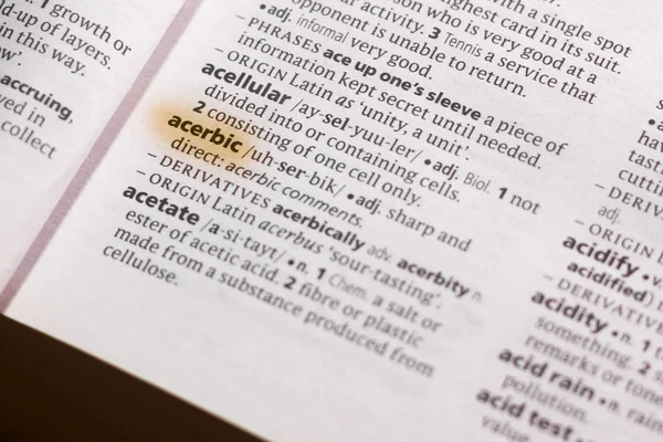 Λέξη Φράση Acerbic Ένα Λεξικό Που Επισημαίνονται Μαρκαδόρο — Φωτογραφία Αρχείου