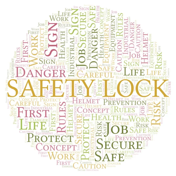 Safety Lock word cloud. Word cloud made with text only.