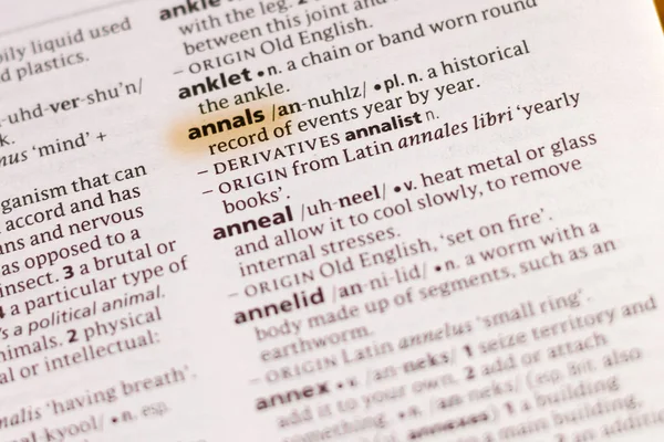 Word Phrase Annals Dictionary Highlighted Marker — Stock Photo, Image