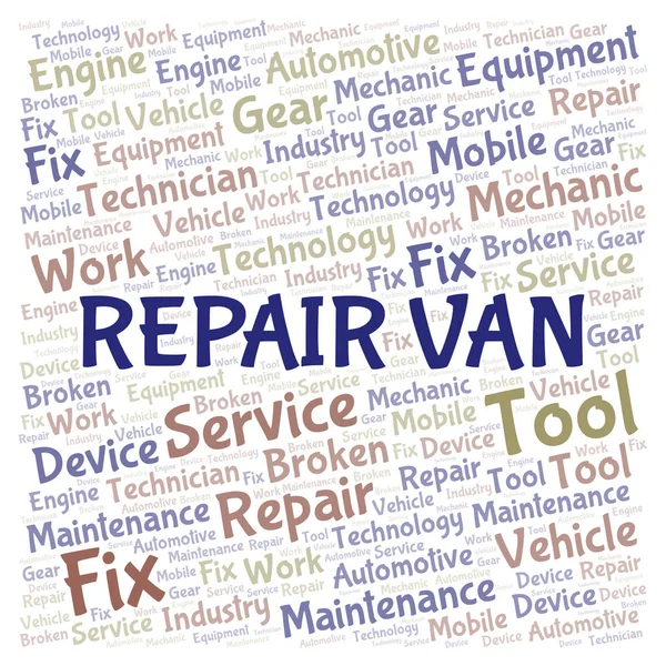 Reparera Van Word Cloud Wordcloud Gjorda Med Endast Text — Stockfoto