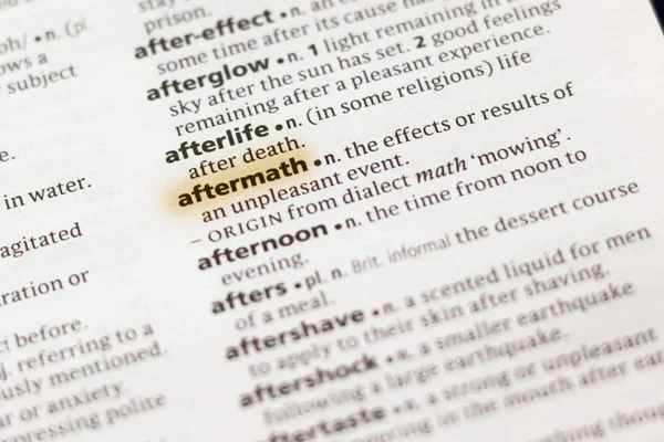 Word Phrase Aftermath Dictionary Highlighted Marker — Stock Photo, Image