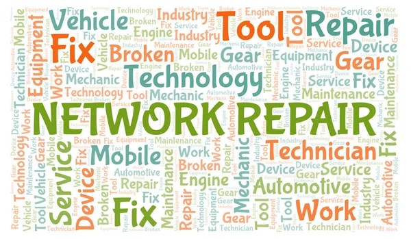 Network Reparation Word Cloud Wordcloud Gjorda Med Endast Text — Stockfoto