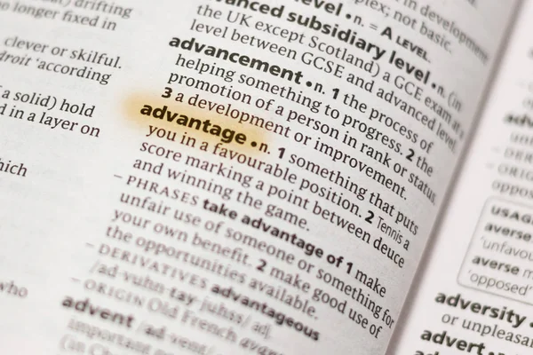 Word Phrase Advantage Dictionary Highlighted Marker — Stock Photo, Image