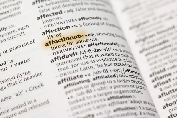 Λέξη Φράση Affectionate Ένα Λεξικό Που Επισημαίνονται Μαρκαδόρο — Φωτογραφία Αρχείου