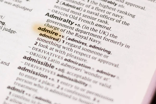 Palavra Frase Admire Dicionário Destacado Com Marcador — Fotografia de Stock