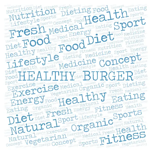 Gesunde Burger Wortwolke Wordcloud Nur Mit Text Erstellt — Stockfoto