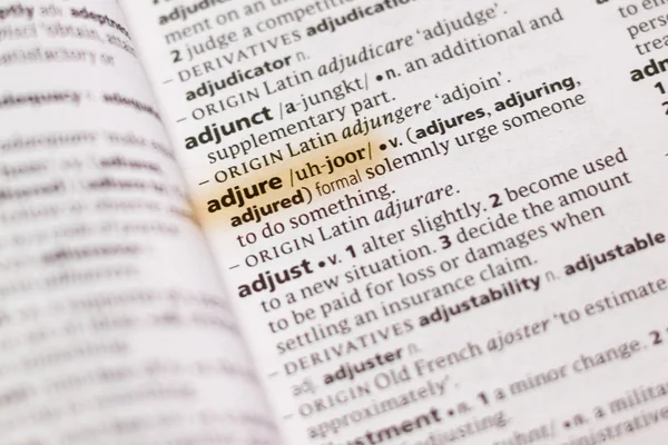 Λέξη Φράση Adjure Ένα Λεξικό Που Επισημαίνονται Μαρκαδόρο — Φωτογραφία Αρχείου